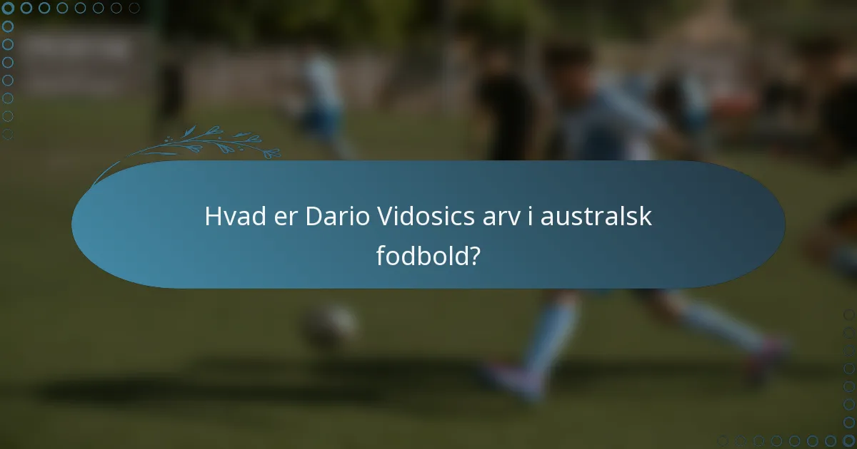 Hvad er Dario Vidosics arv i australsk fodbold?