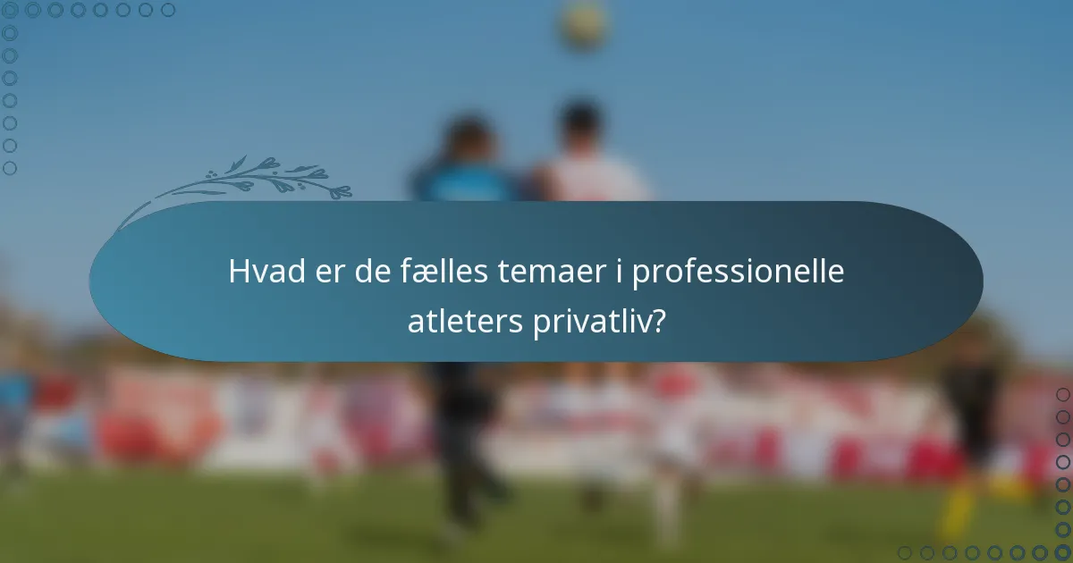 Hvad er de fælles temaer i professionelle atleters privatliv?