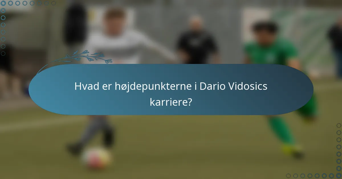 Hvad er højdepunkterne i Dario Vidosics karriere?