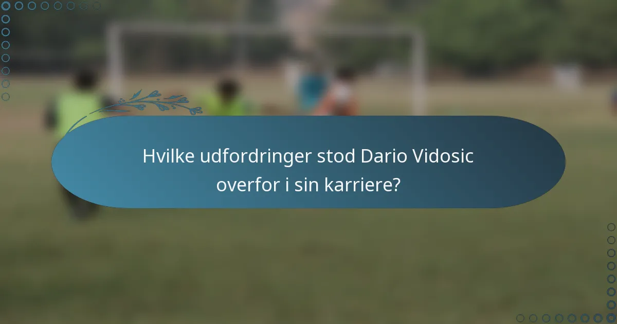 Hvilke udfordringer stod Dario Vidosic overfor i sin karriere?