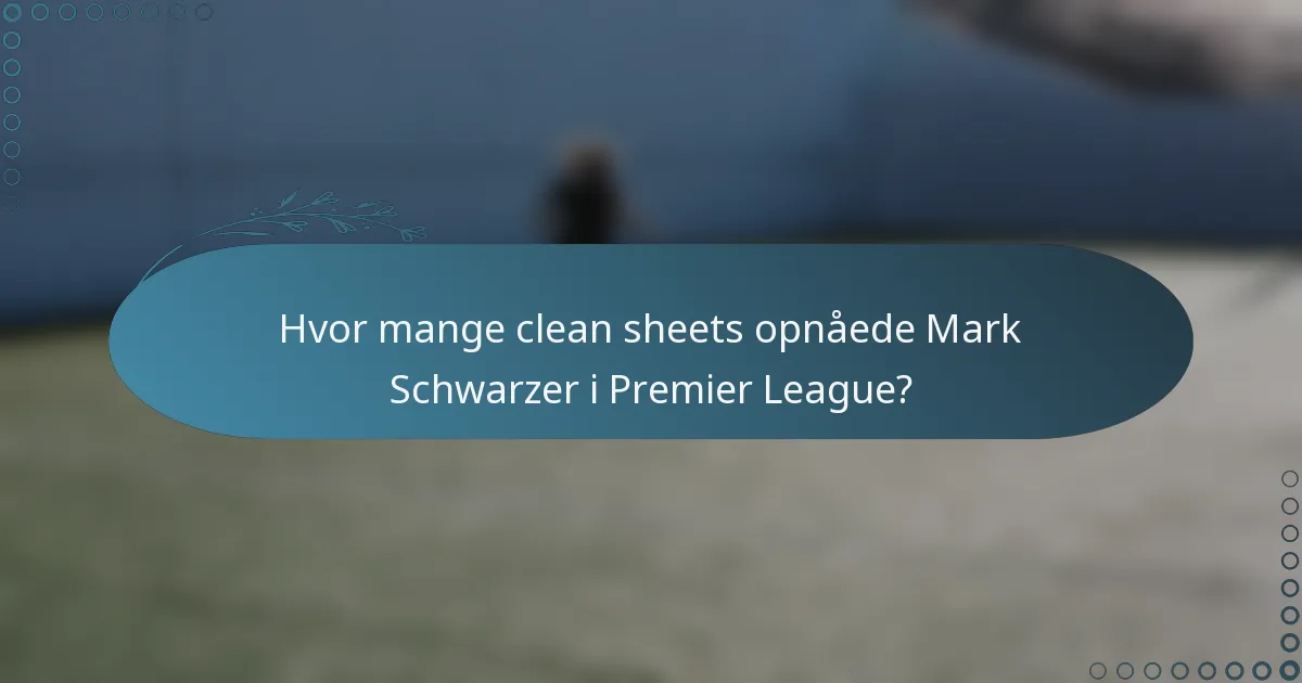 Hvor mange clean sheets opnåede Mark Schwarzer i Premier League?