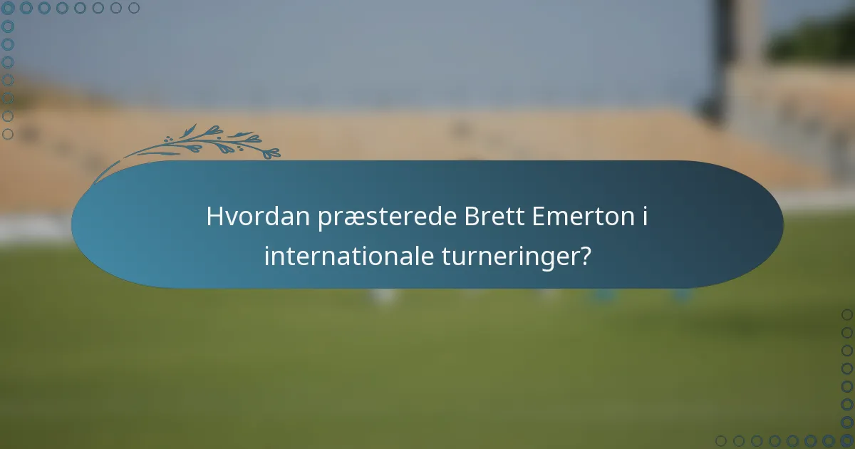 Hvordan præsterede Brett Emerton i internationale turneringer?