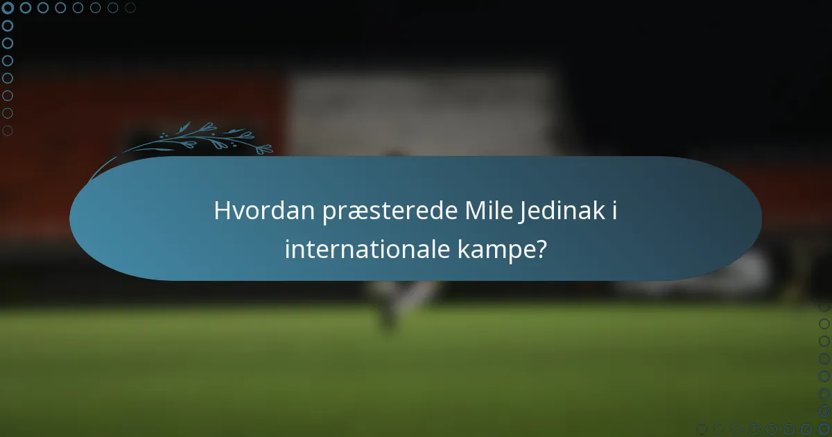 Hvordan præsterede Mile Jedinak i internationale kampe?