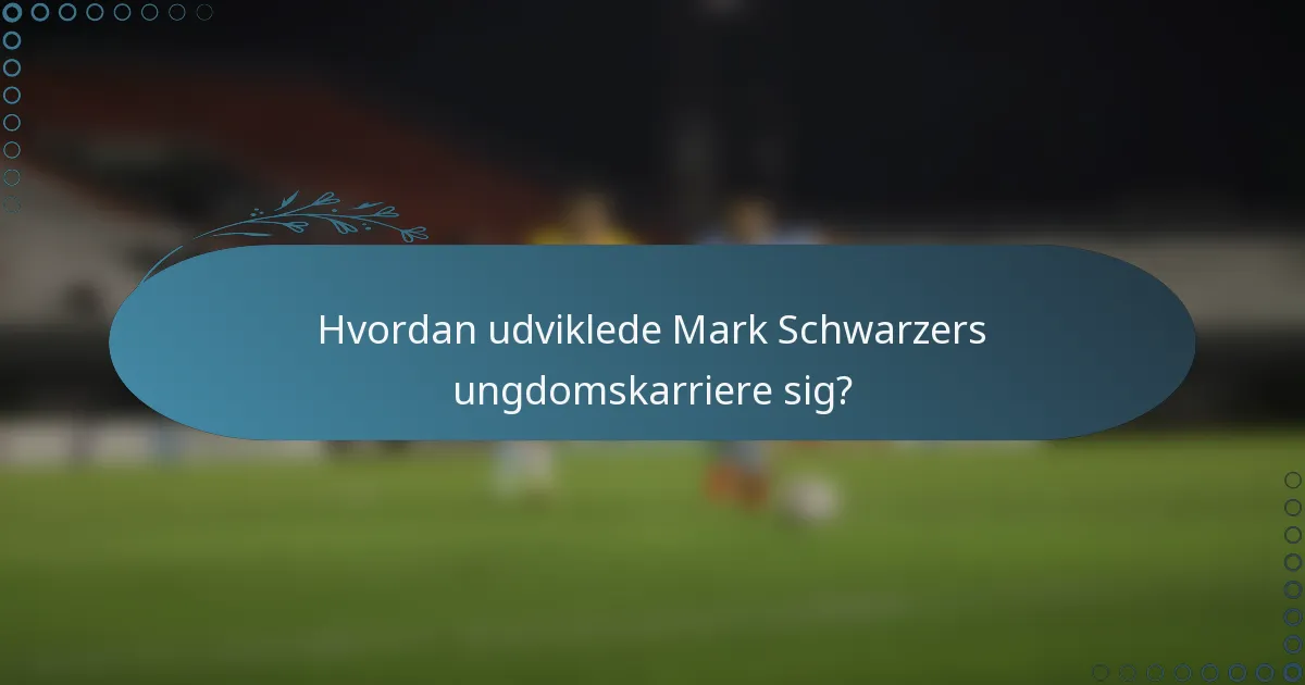 Hvordan udviklede Mark Schwarzers ungdomskarriere sig?